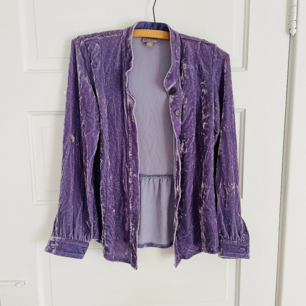 J.Jill lavender purple silk velvet peplum jacket xxsp